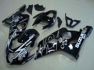 Best 2004-2005 Suzuki GSXR 750 Motorcycle Fairings - Glossy Black White Corona Extra Motul