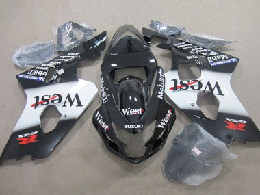 Best 2004-2005 Suzuki GSXR 750 Motorcycle Fairings - Glossy Black White West Mobil