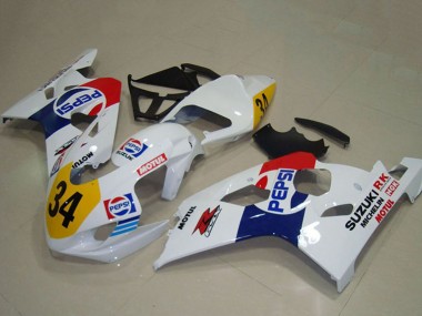 Best 2004-2005 Suzuki GSXR 750 Motorcycle Fairings - White Blue Red Yellow Pepsi 34