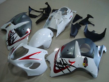 Best 1996-2007 Suzuki GSXR 1300 Hayabusa Motorcycle Fairings - White Red Matte Grey