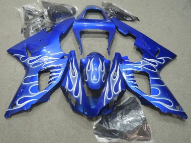 Best 2000-2001 Yamaha YZF R1 Motorcycle Fairings - Blue White Flame