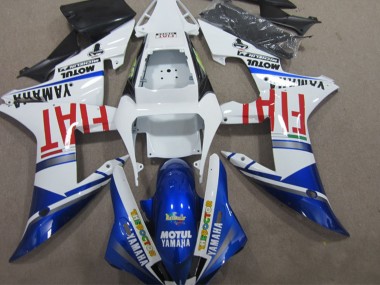 Best 2002-2003 Yamaha YZF R1 Motorcycle Fairing - White Blue Red Motul Fiat