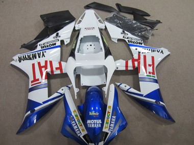 Best 2004-2006 Yamaha YZF R1 Motorcycle Fairings - White Blue Red Fiat Motul