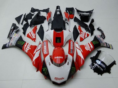 Best 2015-2019 Yamaha YZF R1 Motorcycle Fairings - White Red Black Green Monster Milwaukee