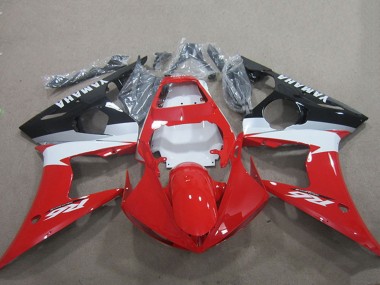 Best 2003-2004 Yamaha YZF R6 Motorcycle Fairing Kits - Red White Glossy Black