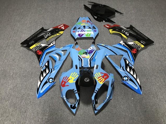 Alien Blue and White 2009-2014 S1000RR Motorcycle Fairings
