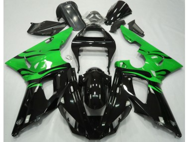 Black Flame & Green 2000-2001 R1 Motorcycle Fairings