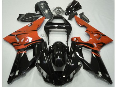 Black Flame & Orange 2000-2001 R1 Motorcycle Fairings