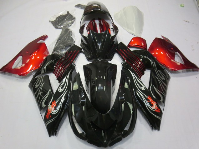 Black Flame Red 2006-2011 ZX14R Motorcycle Fairings
