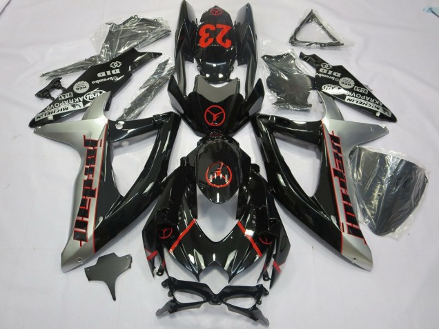 Black Grey Jordan 2008-2010 GSXR 600-750 Motorcycle Fairings