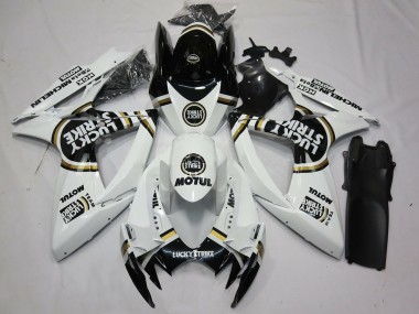 Black White Lucky Strike 2006-2007 GSXR 600-750 Motorcycle Fairings
