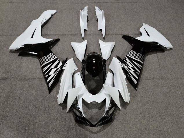 Black White and Silver 2011-2024 GSXR 600-750 Motorcycle Fairings