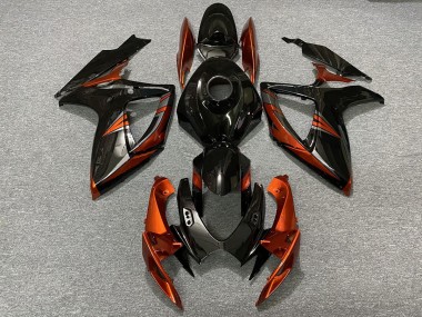 Black and Burnt Orange 2006-2007 GSXR 600-750 Motorcycle Fairings