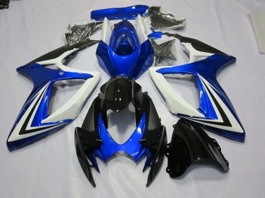 Blue Black and White 2006-2007 GSXR 600-750 Motorcycle Fairings