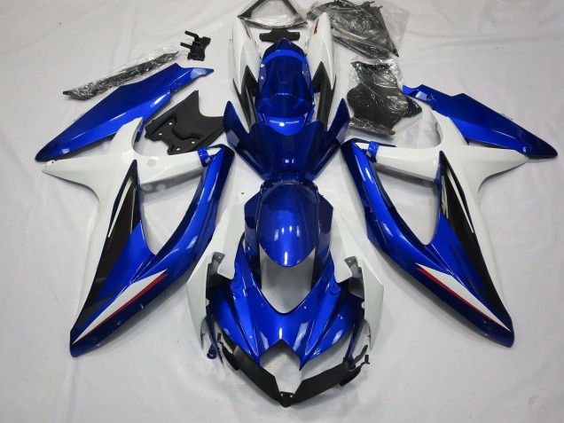 Blue Black and White 2008-2010 GSXR 600-750 Motorcycle Fairings