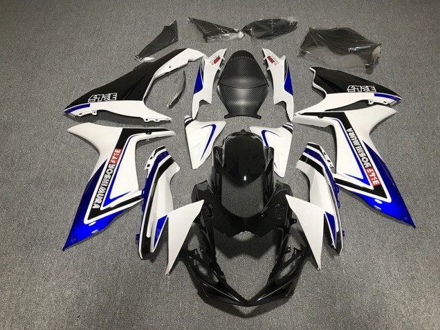 Blue Black and White writing 2011-2024 GSXR 600-750 Motorcycle Fairings