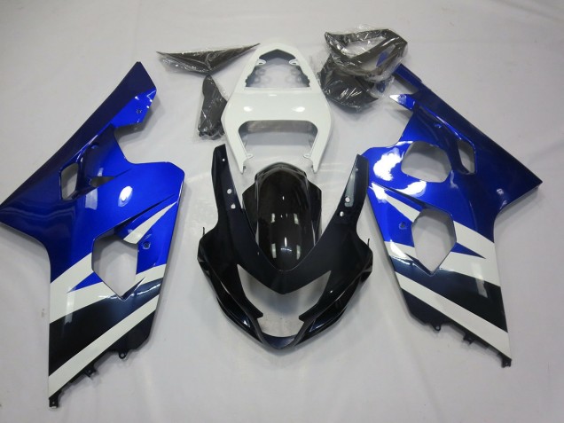 Blue White and Black 2004-2005 GSXR 600-750 Motorcycle Fairings