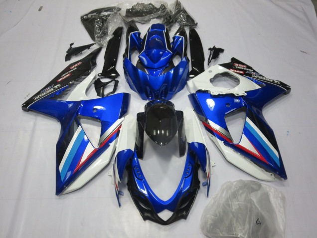 Blue White and Red 2008-2010 GSXR 600-750 Motorcycle Fairings