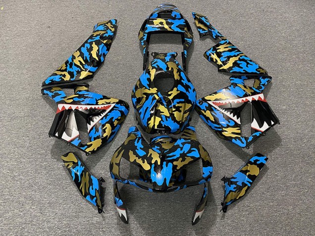 Blue and Gold Camo 2003-2004 CBR600RR Motorcycle Fairings Blue and Gold Camo 2003-2004 CBR600RR Motorcycle Fairings