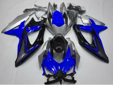 Blue and Silver 2008-2010 GSXR 600-750 Motorcycle Fairings