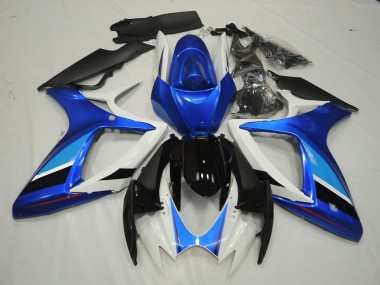 Blue and White 2006-2007 GSXR 600-750 Motorcycle Fairings