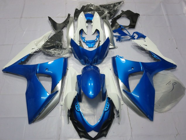 Blue and White 2009-2016 GSXR 1000 Motorcycle Fairings