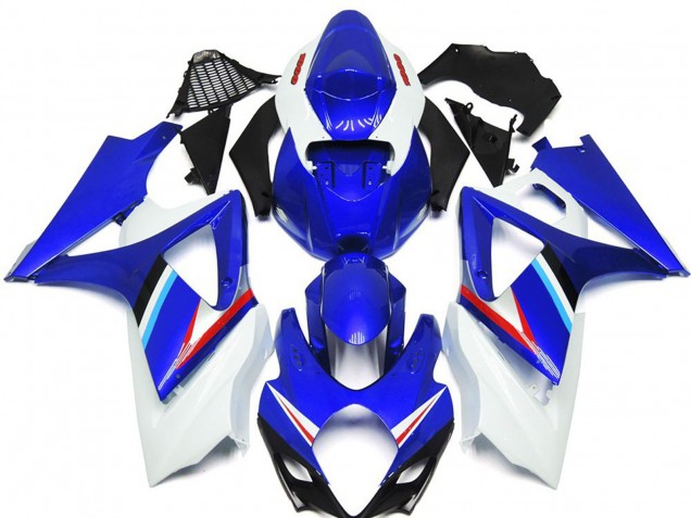 Blue and White Gloss 2007-2008 GSXR 1000 Motorcycle Fairings
