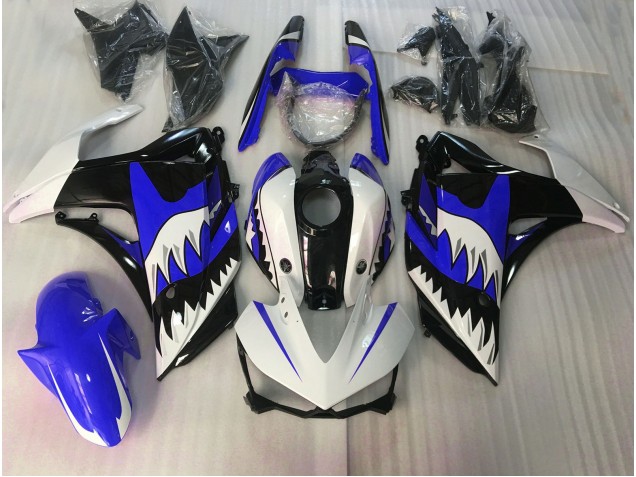 Blue and White Shark 2015-2018 R3 Motorcycle Fairings