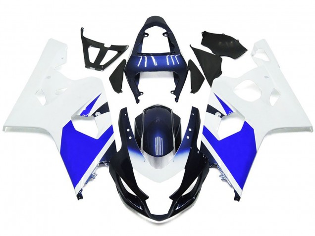 Bright White and Blue 2004-2005 GSXR 600-750 Motorcycle Fairings