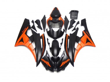 Custom Matte Black and Orange 2006-2007 R6 Motorcycle Fairings