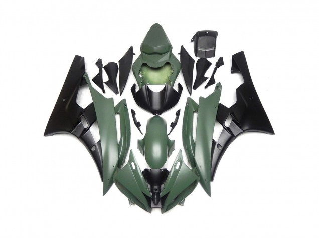 Custom Matte Green and Black 2006-2007 R6 Motorcycle Fairings