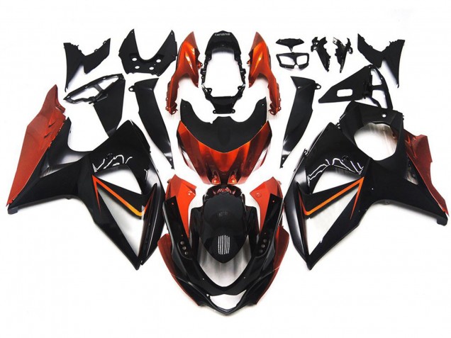Custom Orange and Black with Silver inlay 2009-2016 GSXR 1000 Motorcycle Fairings