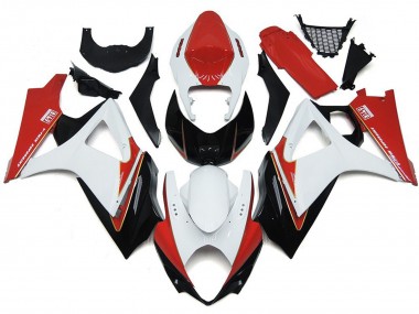 Custom Red and White with Black 2007-2008 GSXR 1000 Motorcycle Fairings