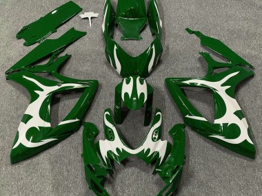 Dark Green & White 2006-2007 GSXR 600-750 Motorcycle Fairings