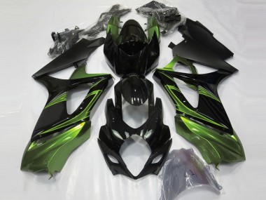 Electric Green and Gloss Black 2007-2008 GSXR 1000 Motorcycle Fairings