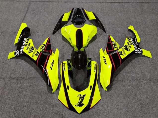 Floro Yellow and Black 2015-2019 R1 Motorcycle Fairings