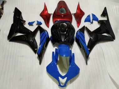 Gloss Black & Blue and Red Accents 2007-2008 CBR600RR Motorcycle Fairings