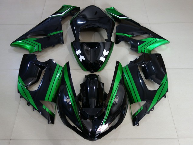 Gloss Black & Electric Green 2005-2006 ZX6R Motorcycle Fairings