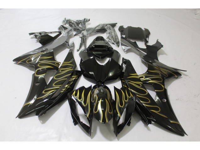 Gloss Black & Flame 2008-2016 R6 Motorcycle Fairings
