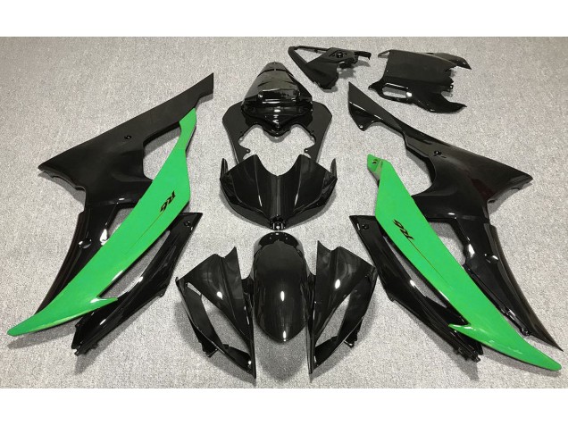 Gloss Black & Green 2008-2016 R6 Motorcycle Fairings
