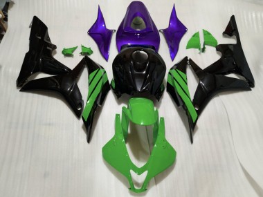 Gloss Black & Green and Purple Accents 2007-2008 CBR600RR Motorcycle Fairings