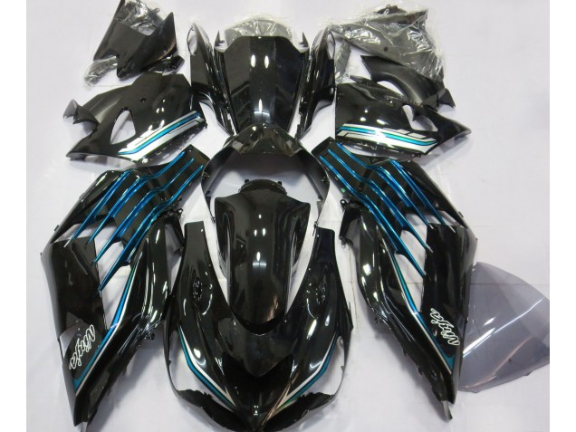Gloss Black & Light Blue 2012-2021 ZX14R Motorcycle Fairings