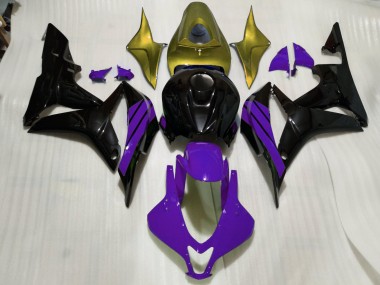 Gloss Black & Purple and Gold Accents 2007-2008 CBR600RR Motorcycle Fairings