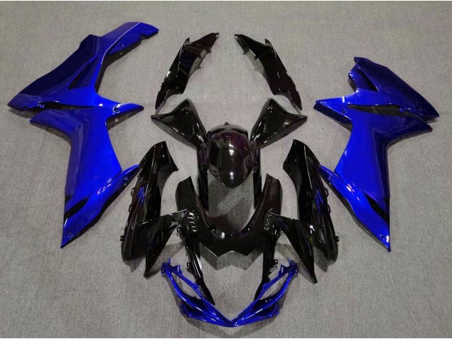 Gloss Black and Aqua Blue 2011-2024 GSXR 600-750 Motorcycle Fairings