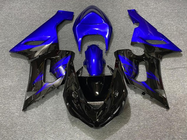 Gloss Black and Blue 2005-2006 ZX6R Motorcycle Fairings