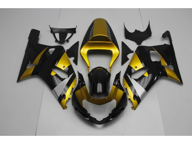 Gloss Black and Gold 2001-2003 GSXR 600-750 Motorcycle Fairings