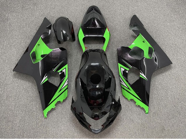 Gloss Black and Green 2004-2005 GSXR 600-750 Motorcycle Fairings