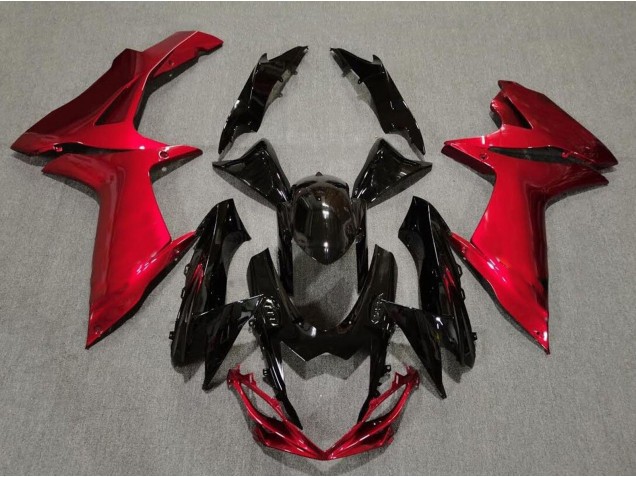 Gloss Black and Lava Red 2011-2024 GSXR 600-750 Motorcycle Fairings