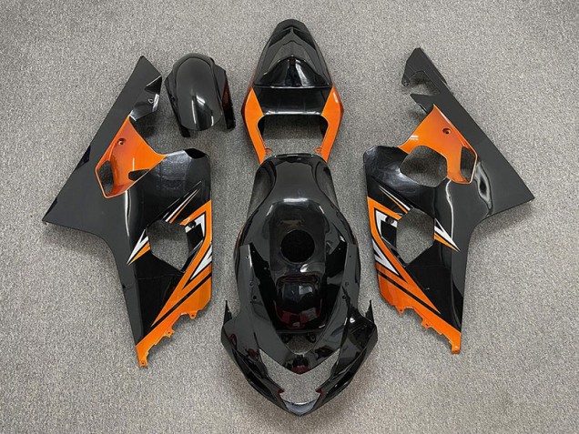 Gloss Black and Orange 2004-2005 GSXR 600-750 Motorcycle Fairings