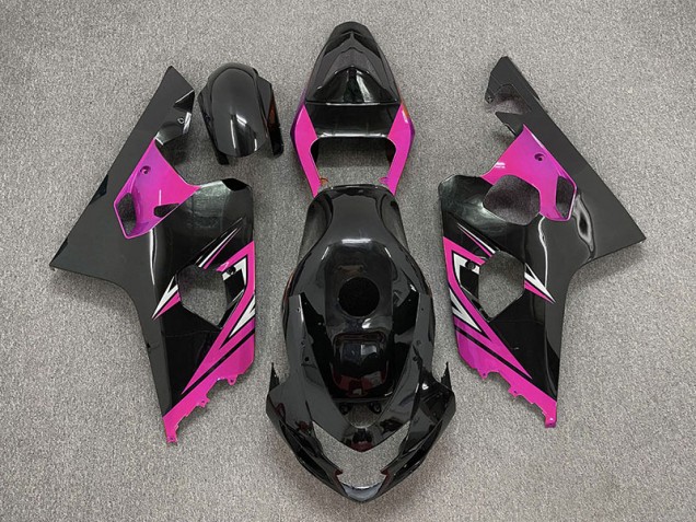 Gloss Black and Pink 2004-2005 GSXR 600-750 Motorcycle Fairings
